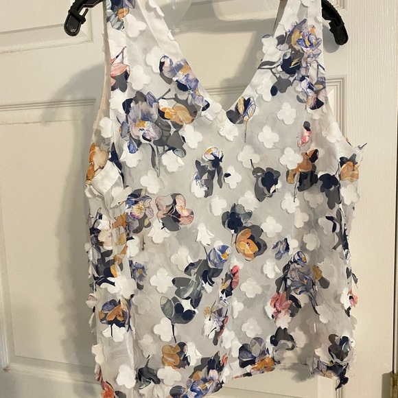 a new day Tops - A New Day Sheer Flower Tank